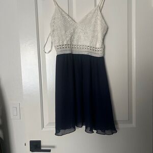 Papaya branded White and Navy spaghetti strap Dress
